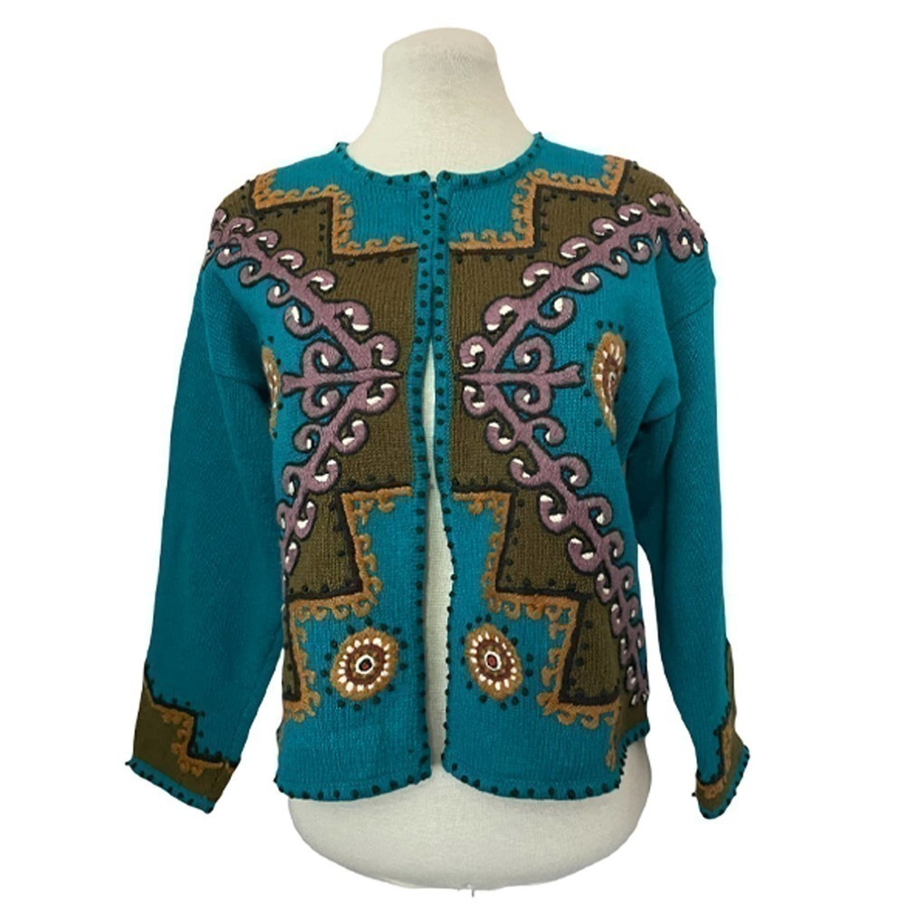 𝅺rafia Vintage 80's Embroidered Sweater Women's Size M